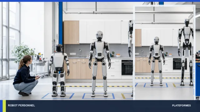Trois gabarits humanoïdes mesurés dans un laboratoire d’essai.